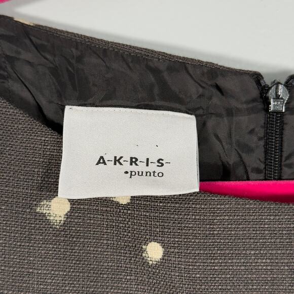 Akris Punto Wool Blend Sheath Dress Charcoal Gray Ivory Dot Luxury Work Office 8 - Picture 4 of 8